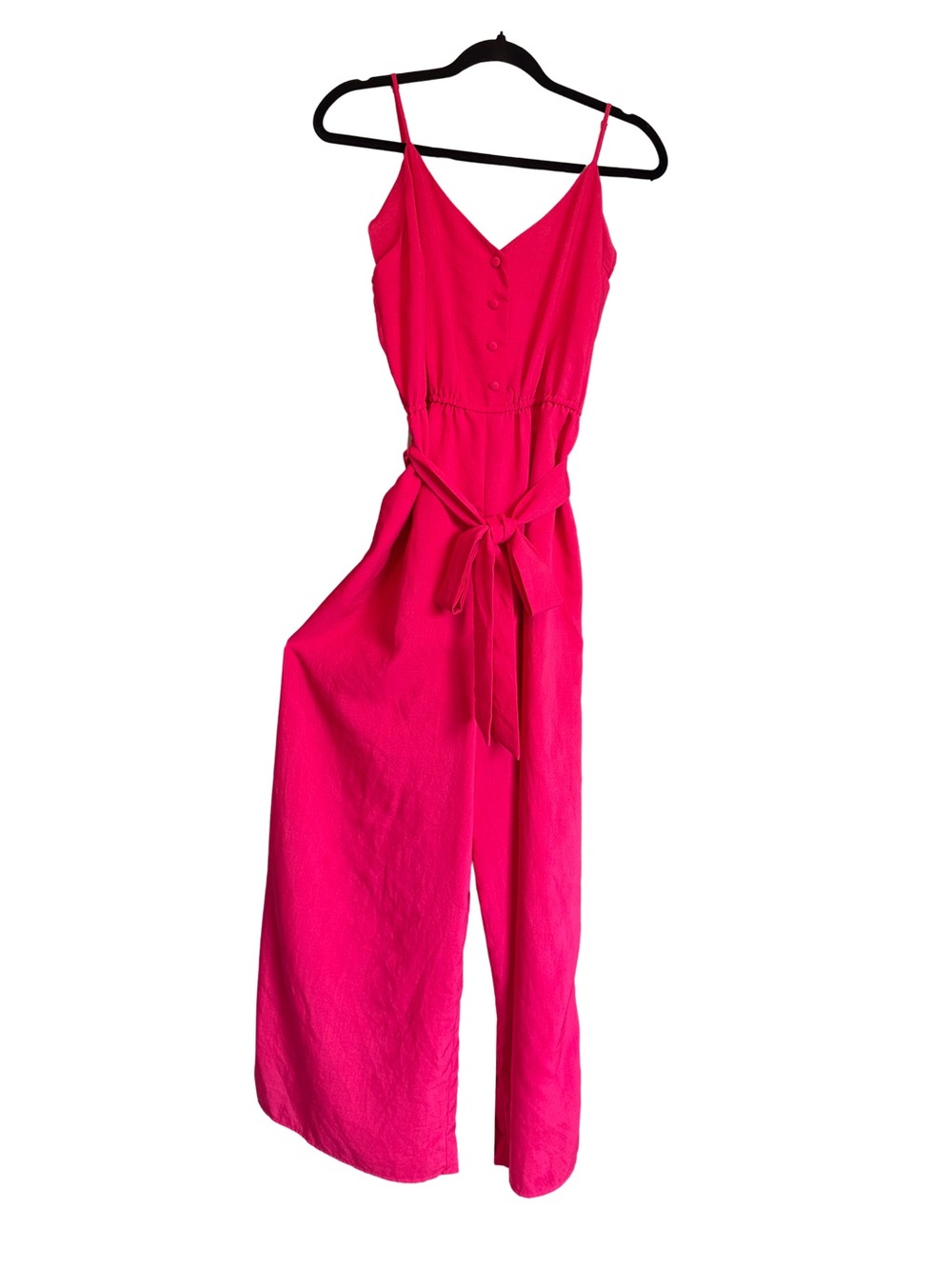 Flying Tomato Hot Pink Fuchsia Wide Leg Tie Waist Jumpsuit Size Large